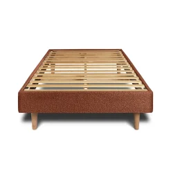 Lit avec tête de lit lignes bouclette et sommier kit - Lit en bois massif><noscript><img width=