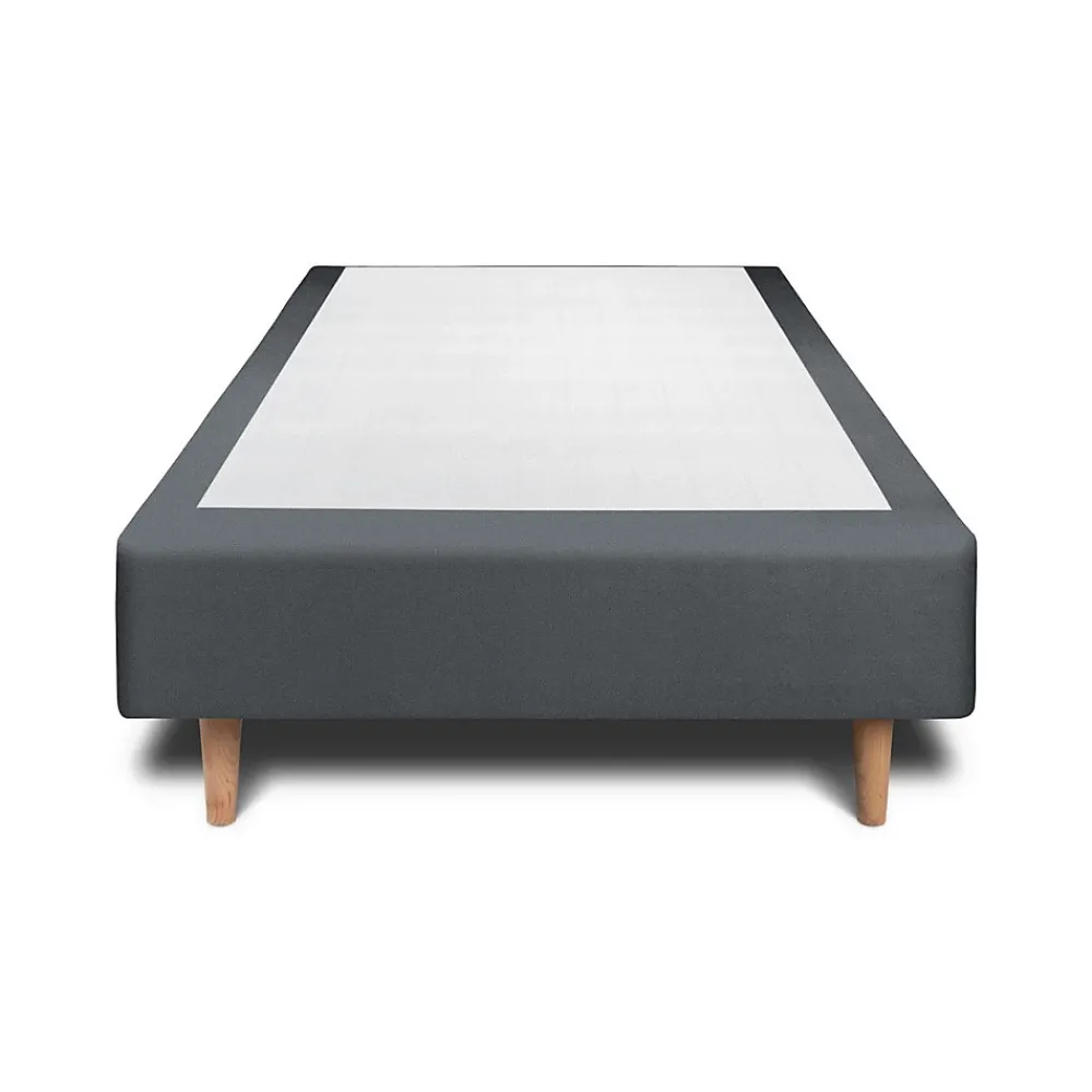 Sommeil De Plomb Lit avec tête de lit lignes velours et sommier tapissier - Lit en bois massif* Lit Simple