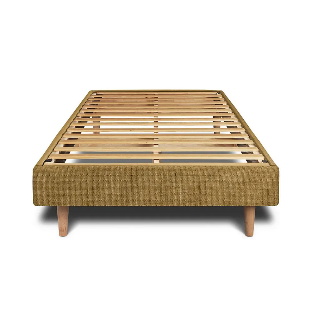 Lit avec tête de lit lignes tissu et sommier kit - Lit en bois massif>Sommeil De Plomb Sale