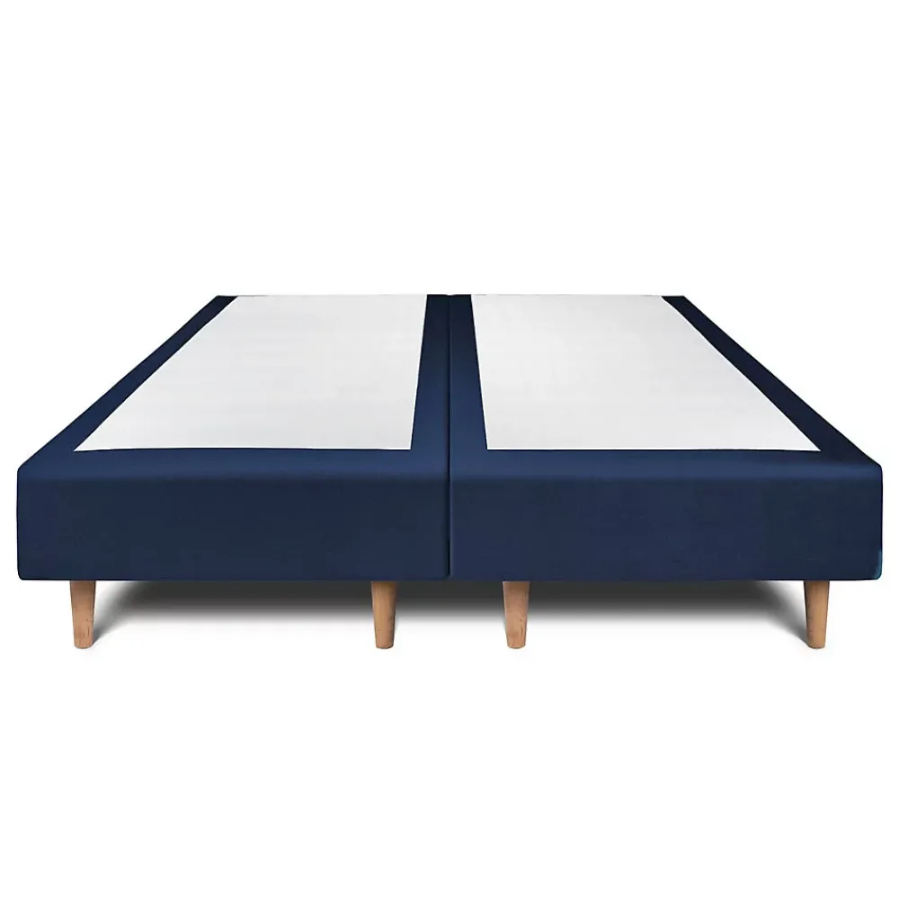 Sommeil De Plomb Lit avec tête de lit lignes velours et sommier tapissier - Lit en bois massif* Lit Double