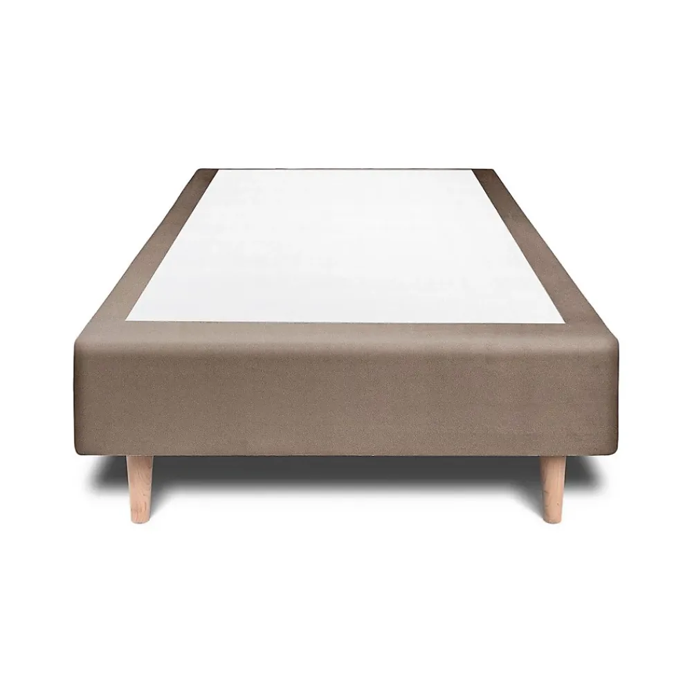 Sommeil De Plomb Lit avec tête de lit lignes velours et sommier tapissier - Lit en bois massif* Lit Simple