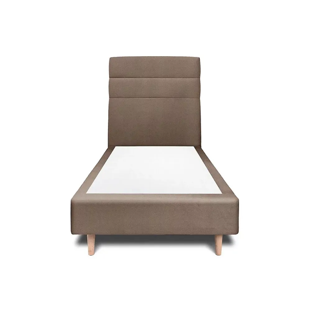 Sommeil De Plomb Lit avec tête de lit lignes velours et sommier tapissier - Lit en bois massif* Lit Simple