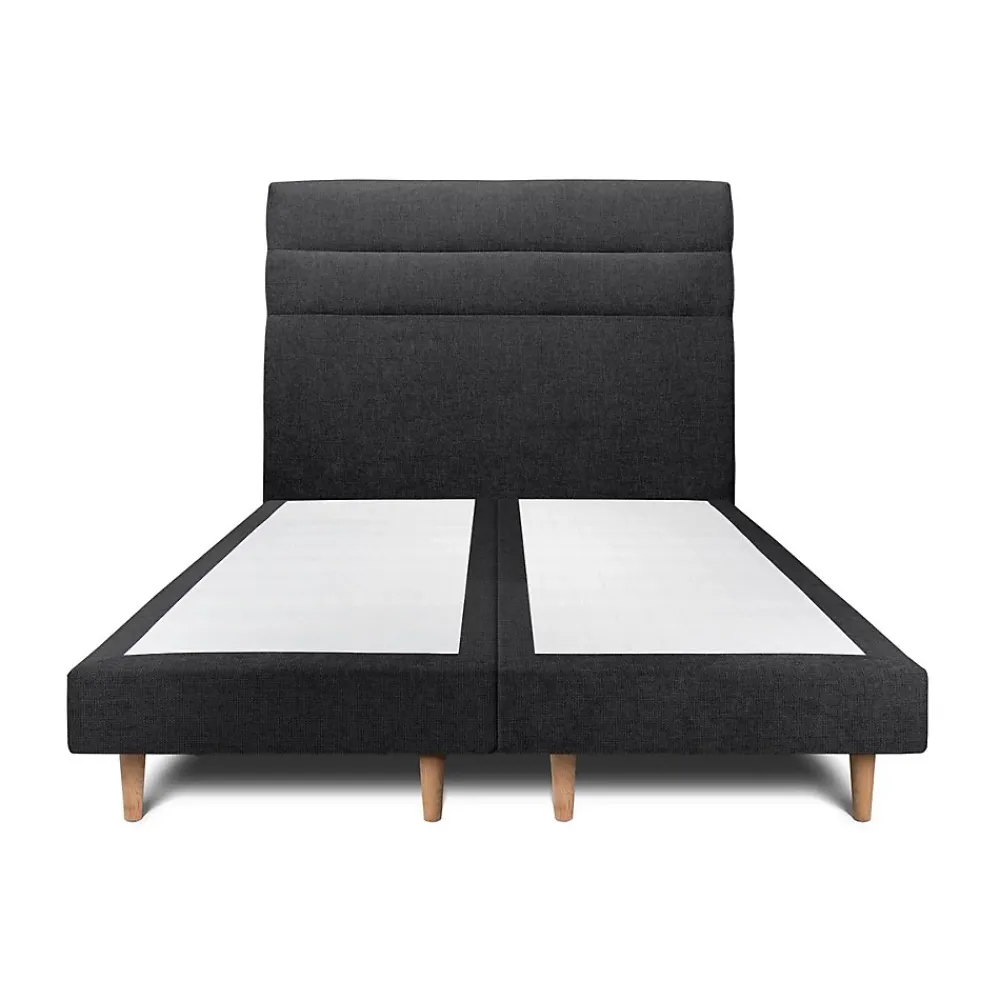Sommeil De Plomb Lit avec tête de lit lignes tissu et sommier tapissier - Lit en bois massif* Lit Double