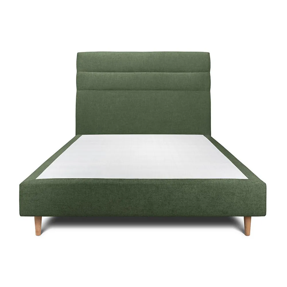 Lit avec tête de lit lignes tissu et sommier tapissier - Lit en bois massif>Sommeil De Plomb Hot