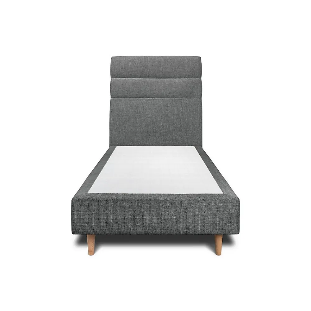 Sommeil De Plomb Lit avec tête de lit lignes tissu et sommier tapissier - Lit en bois massif* Lit Simple