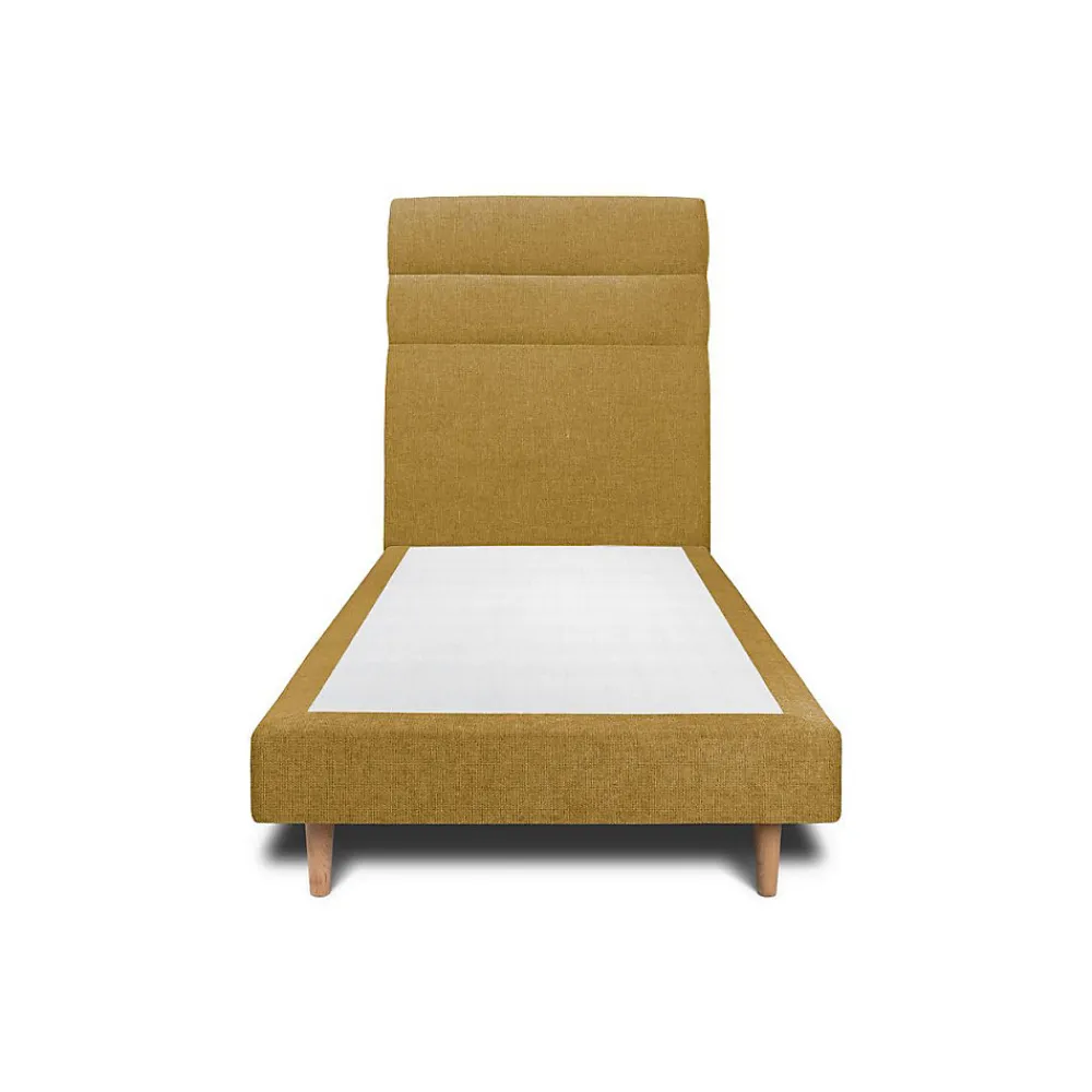 Lit avec tête de lit lignes tissu et sommier tapissier - Lit en bois massif>Sommeil De Plomb Clearance