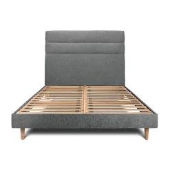 Sommeil De Plomb Lit avec tête de lit lignes tissu et sommier kit - Lit en bois massif* Lit Double