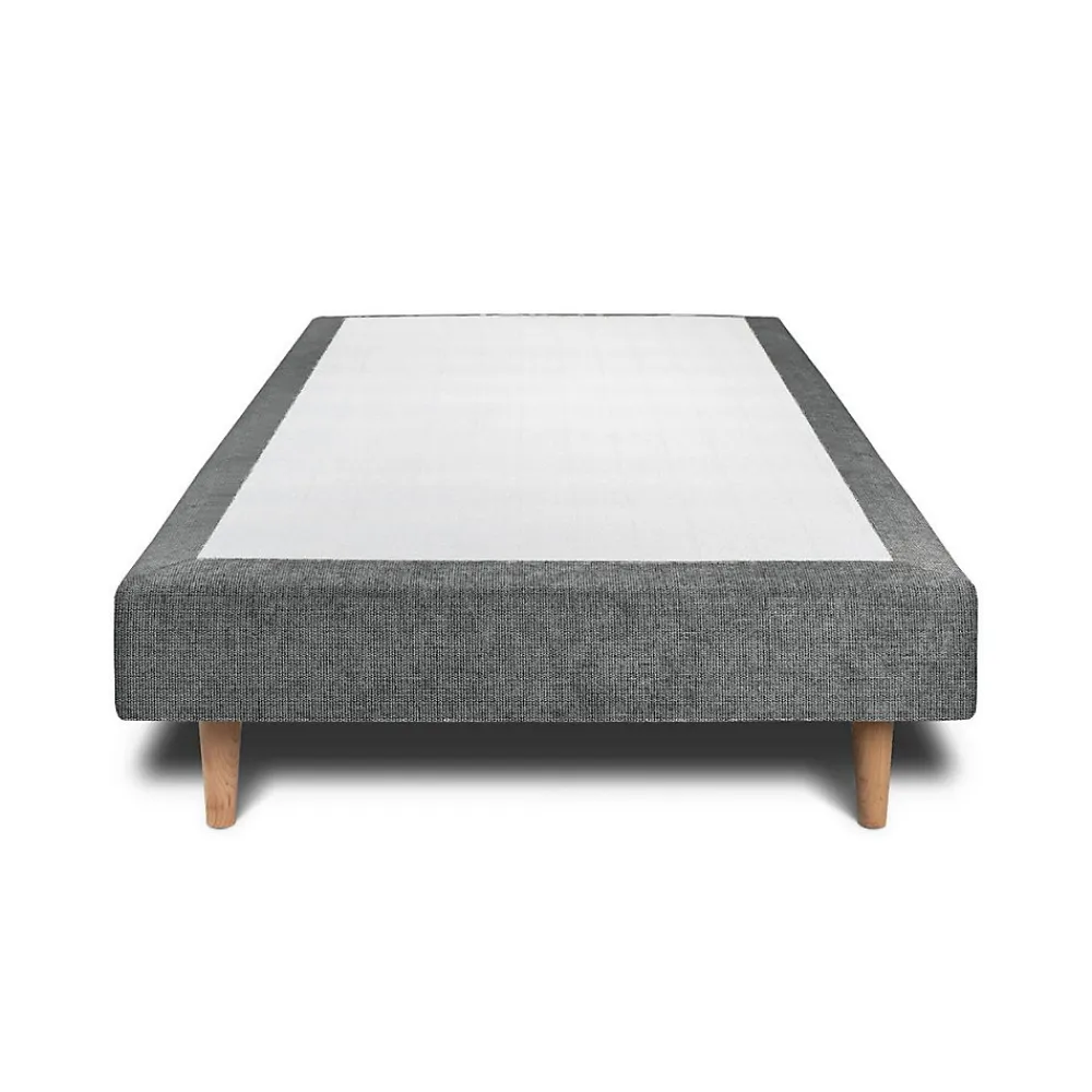 Sommeil De Plomb Lit avec tête de lit lignes tissu et sommier tapissier - Lit en bois massif* Lit Simple