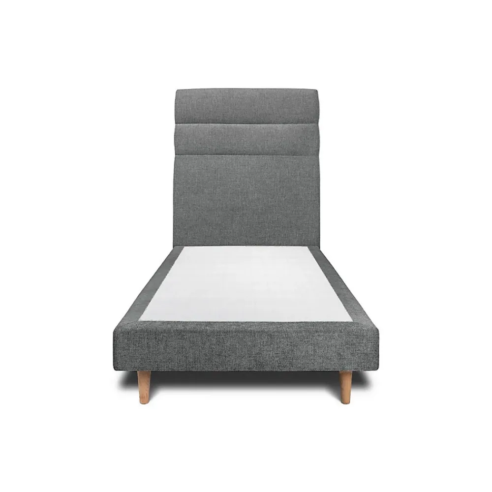 Sommeil De Plomb Lit avec tête de lit lignes tissu et sommier tapissier - Lit en bois massif* Lit Simple