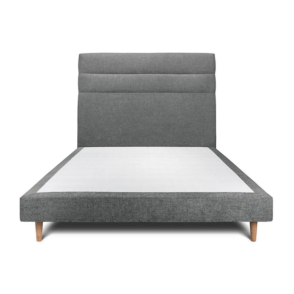 Sommeil De Plomb Lit avec tête de lit lignes tissu et sommier tapissier - Lit en bois massif* Lit Double