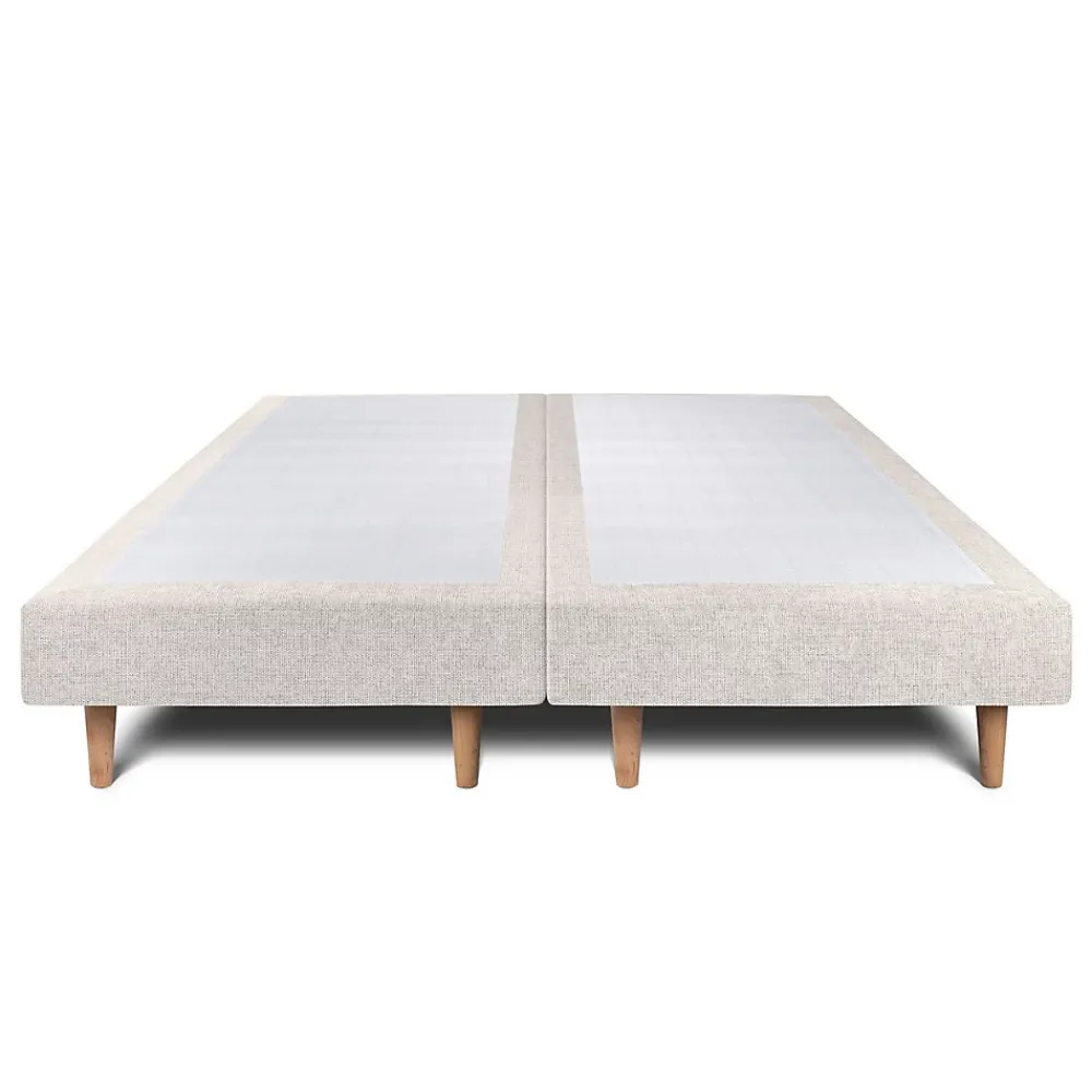 Sommeil De Plomb Lit avec tête de lit lignes tissu et sommier tapissier - Lit en bois massif* Lit Double