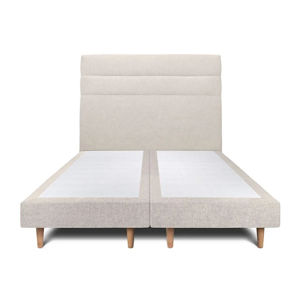 Sommeil De Plomb Lit avec tête de lit lignes tissu et sommier tapissier - Lit en bois massif* Lit Double