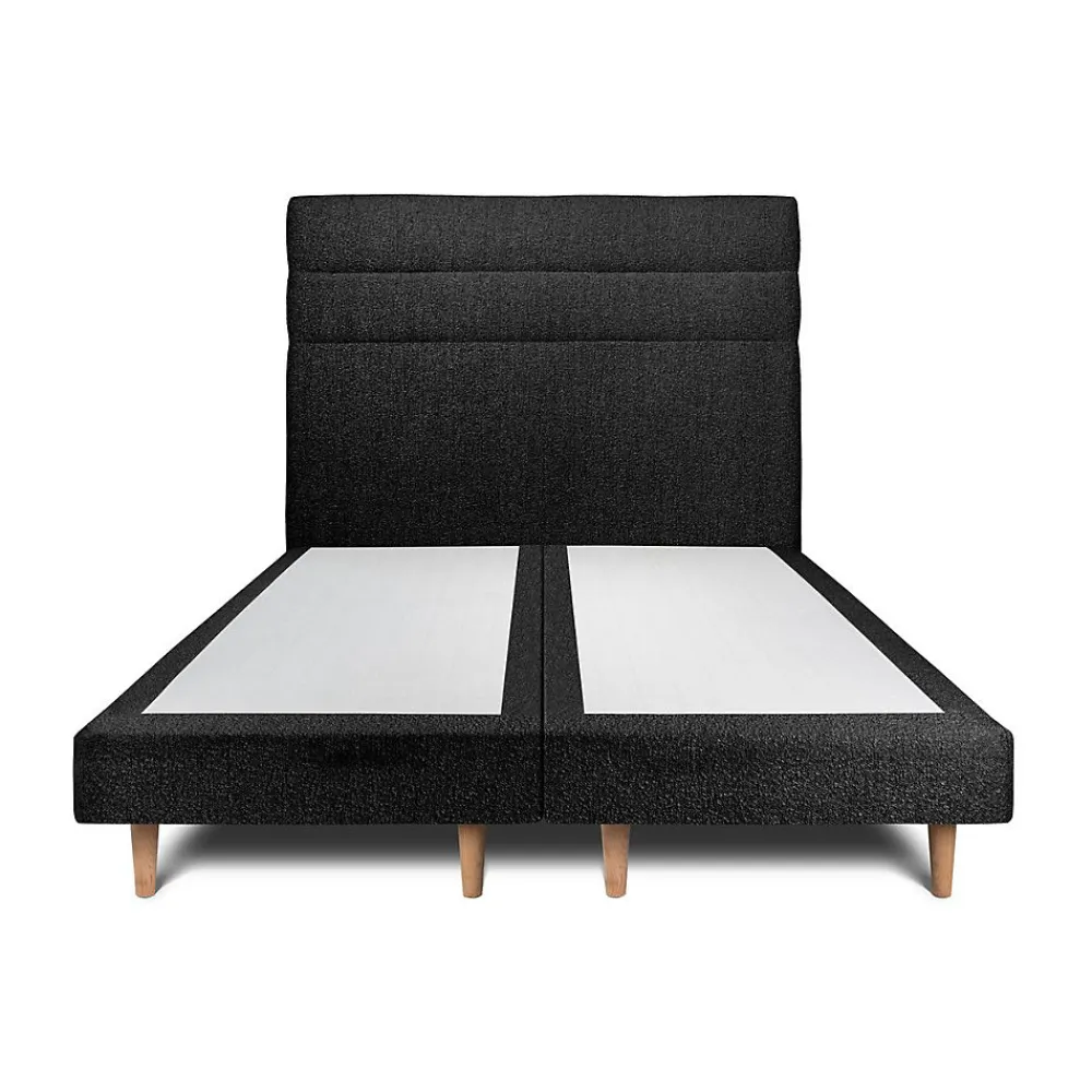 Lit avec tête de lit lignes bouclette et sommier tapissier - Lit en bois massif>Sommeil De Plomb New