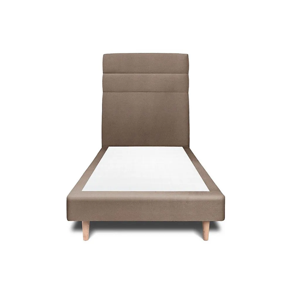 Lit avec tête de lit lignes velours et sommier tapissier - Lit en bois massif>Sommeil De Plomb Online