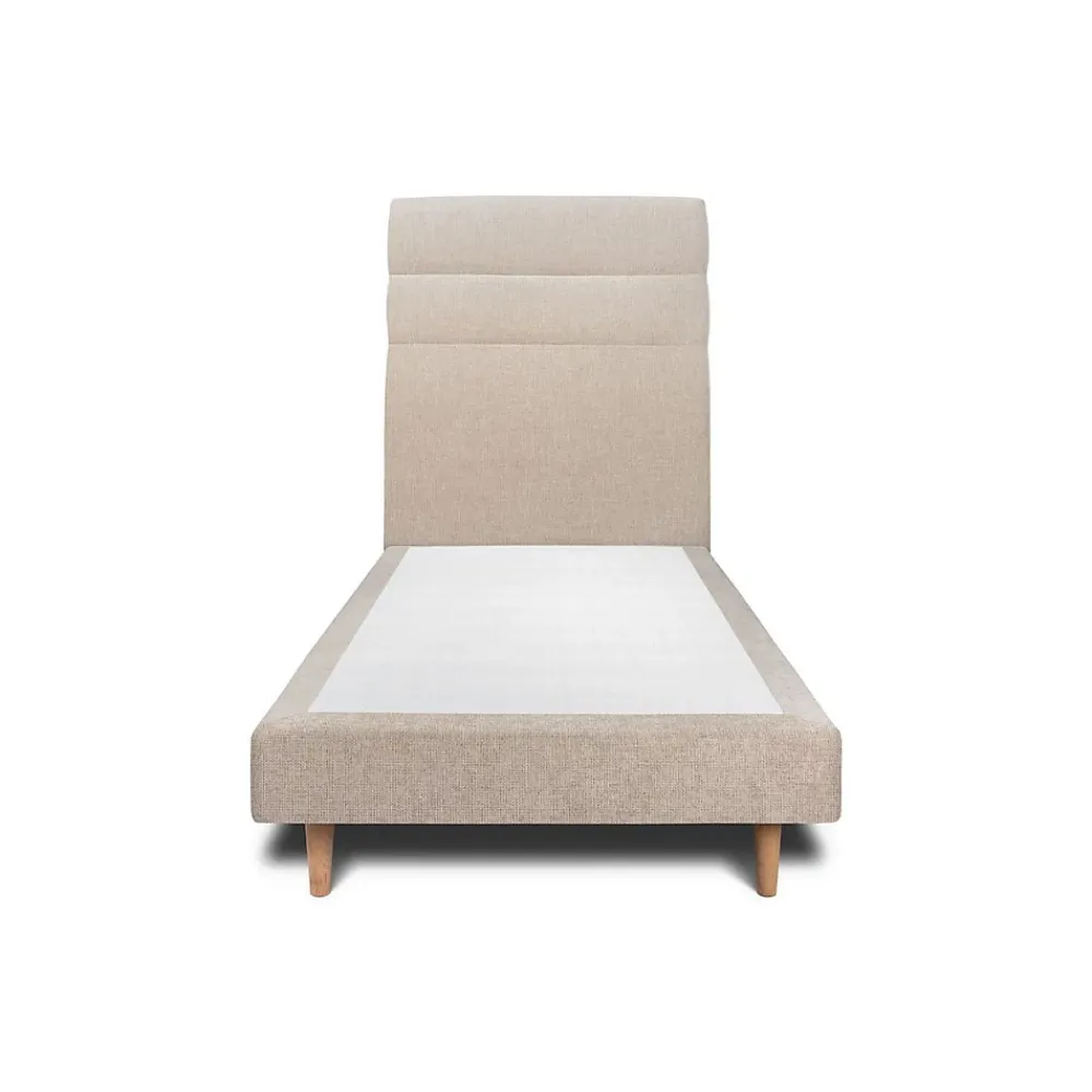 Sommeil De Plomb Lit avec tête de lit lignes tissu et sommier tapissier - Lit en bois massif* Lit Simple