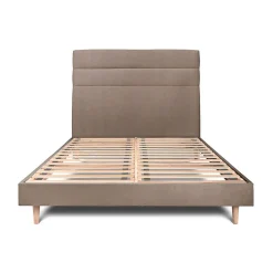Lit avec tête de lit lignes velours et sommier kit - Lit en bois massif>Sommeil De Plomb Outlet