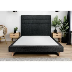 Lit avec tête de lit lignes bouclette et sommier tapissier - Lit en bois massif>Sommeil De Plomb