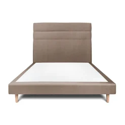 Lit avec tête de lit lignes velours et sommier tapissier - Lit en bois massif>Sommeil De Plomb New