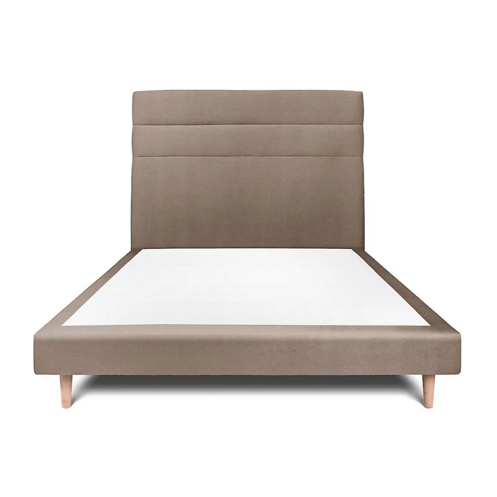 Lit avec tête de lit lignes velours et sommier tapissier - Lit en bois massif>Sommeil De Plomb New