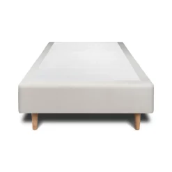Lit avec tête de lit lignes velours et sommier tapissier - Lit en bois massif><noscript><img width=