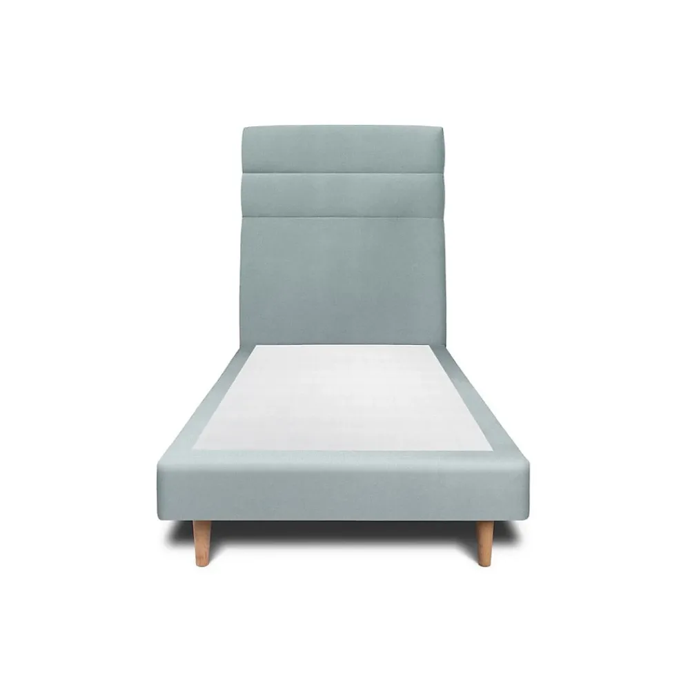 Sommeil De Plomb Lit avec tête de lit lignes velours et sommier tapissier - Lit en bois massif* Lit Simple