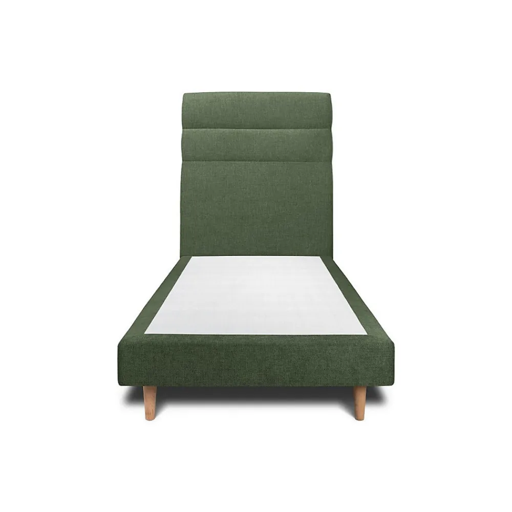 Lit avec tête de lit lignes tissu et sommier tapissier - Lit en bois massif>Sommeil De Plomb Best