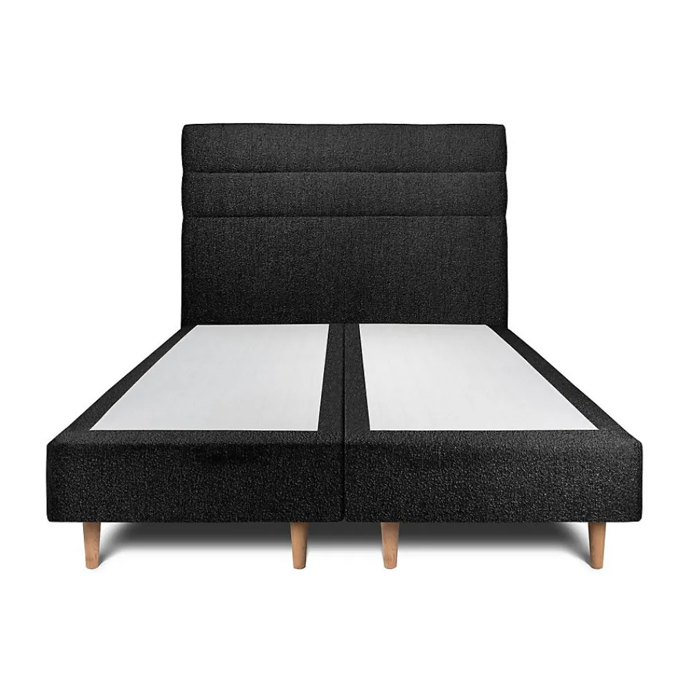 Lit avec tête de lit lignes bouclette et sommier tapissier - Lit en bois massif>Sommeil De Plomb Online