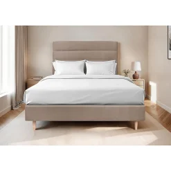 Lit avec tête de lit lignes velours et sommier tapissier - Lit en bois massif>Sommeil De Plomb Clearance