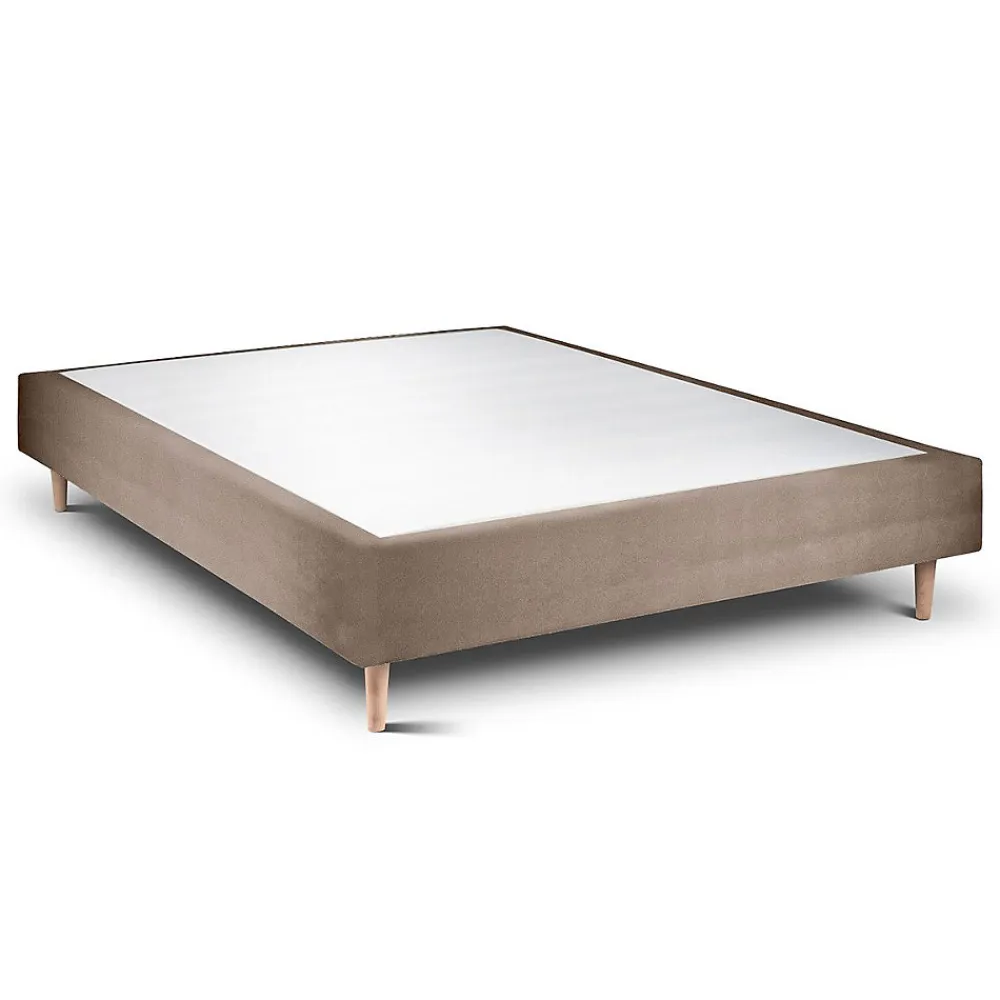 Lit avec tête de lit lignes velours et sommier tapissier - Lit en bois massif>Sommeil De Plomb Clearance