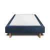 Sommeil De Plomb Lit avec tête de lit lignes tissu et sommier tapissier - Lit en bois massif* Lit Simple