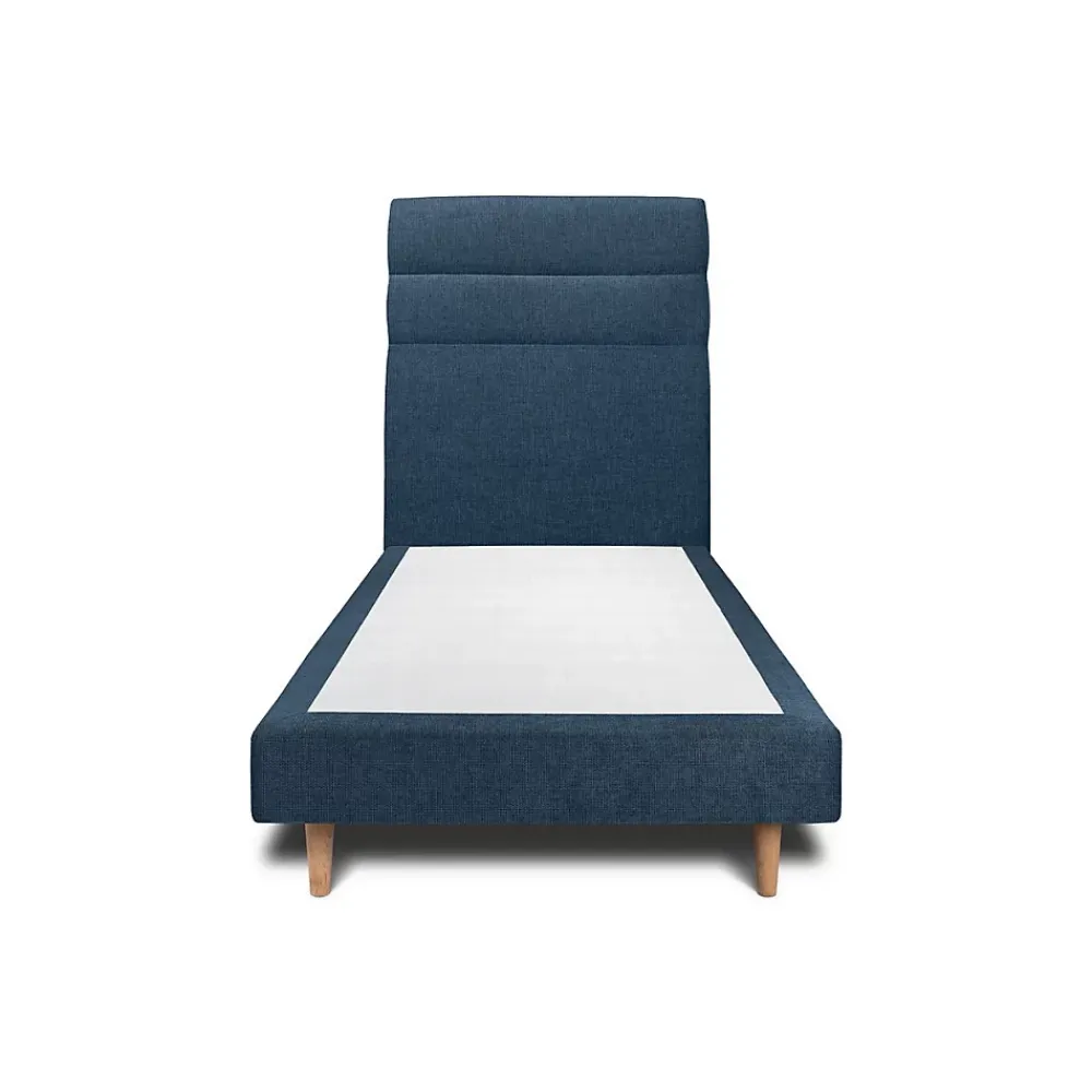 Sommeil De Plomb Lit avec tête de lit lignes tissu et sommier tapissier - Lit en bois massif* Lit Simple