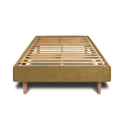 Sommeil De Plomb Lit avec tête de lit lignes tissu et sommier kit - Lit en bois massif* Lit Simple