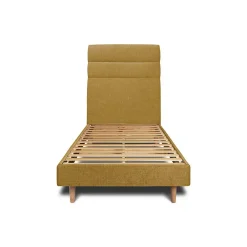 Sommeil De Plomb Lit avec tête de lit lignes tissu et sommier kit - Lit en bois massif* Lit Simple