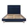 Lit avec tête de lit lignes velours et sommier kit - Lit en bois massif>Sommeil De Plomb Outlet