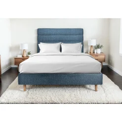 Sommeil De Plomb Lit avec tête de lit lignes bouclette et sommier tapissier - Lit en bois massif* Lit Simple