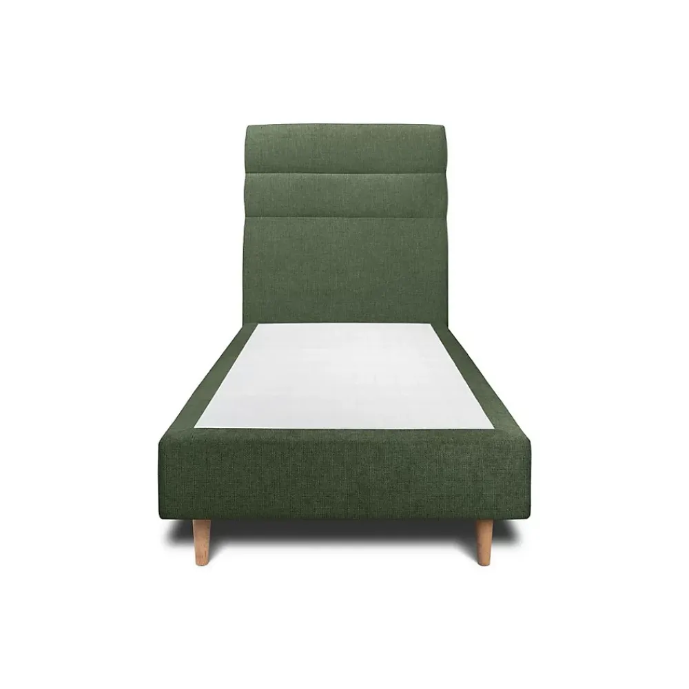 Sommeil De Plomb Lit avec tête de lit lignes tissu et sommier tapissier - Lit en bois massif* Lit Simple