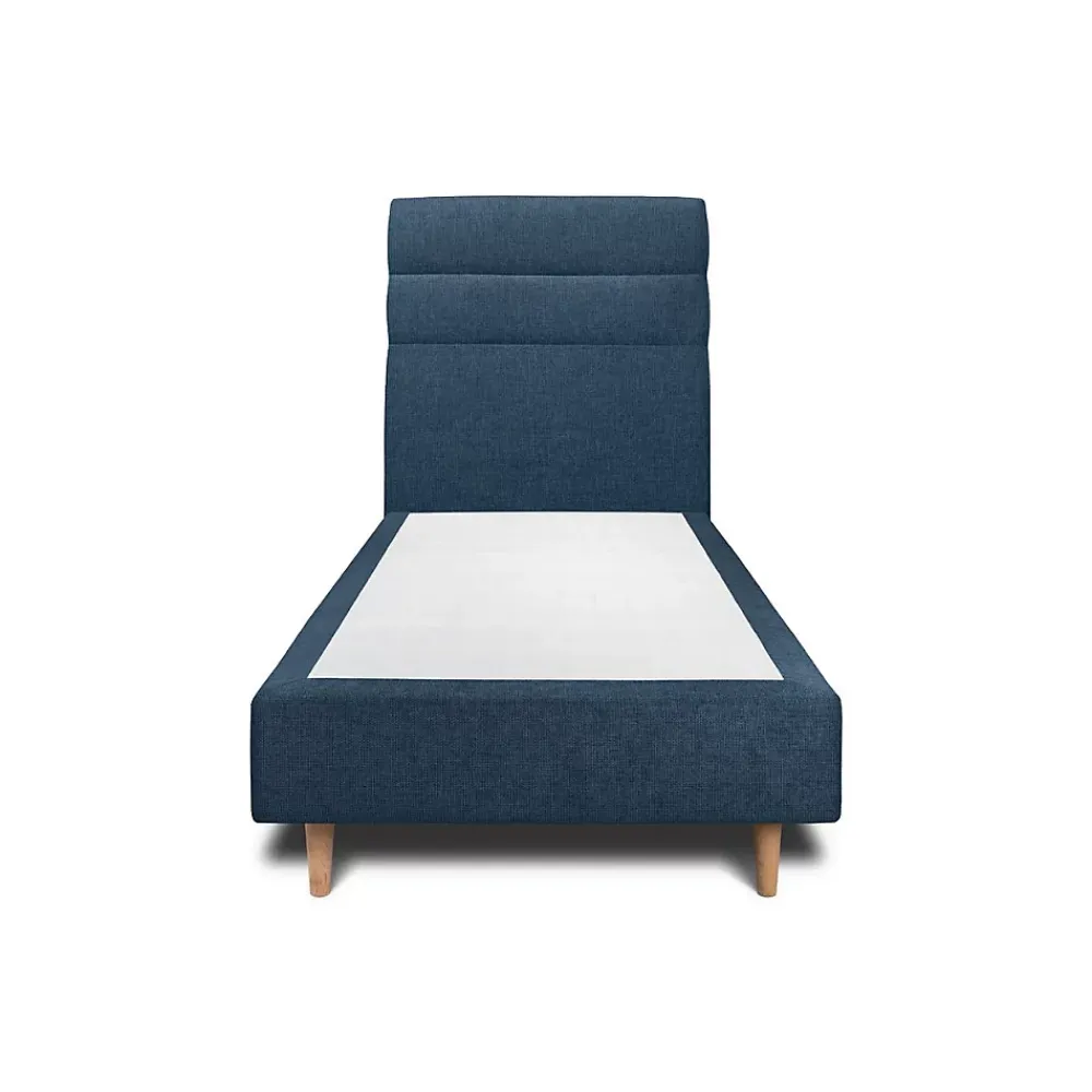 Sommeil De Plomb Lit avec tête de lit lignes tissu et sommier tapissier - Lit en bois massif* Lit Simple