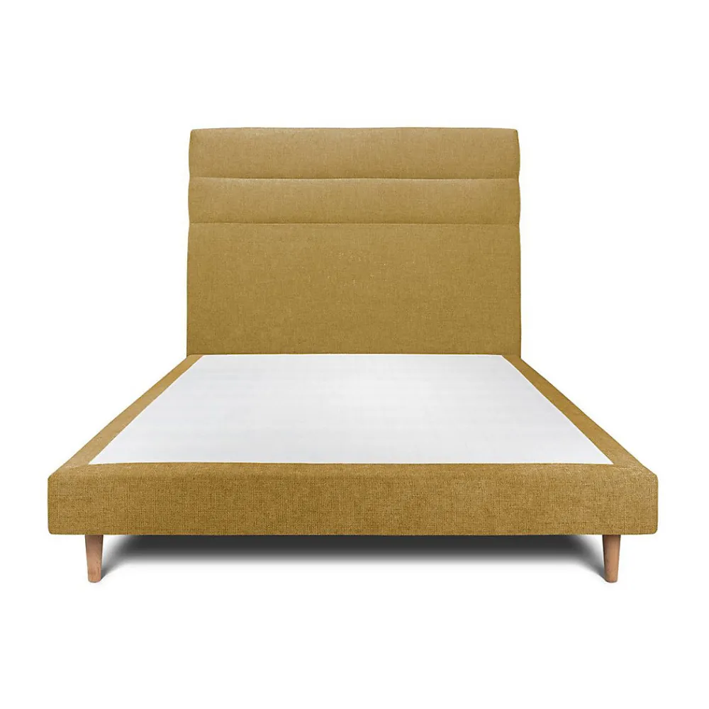 Lit avec tête de lit lignes tissu et sommier tapissier - Lit en bois massif>Sommeil De Plomb Hot