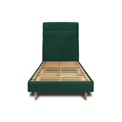 Lit avec tête de lit lignes velours et sommier kit - Lit en bois massif>Sommeil De Plomb Best