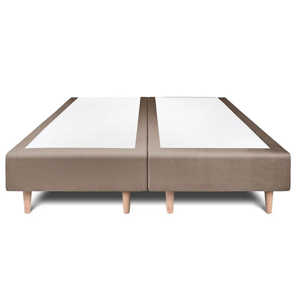 Lit avec tête de lit lignes velours et sommier tapissier - Lit en bois massif>Sommeil De Plomb Best