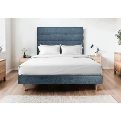 Sommeil De Plomb Lit avec tête de lit lignes bouclette et sommier tapissier - Lit en bois massif* Lit Simple