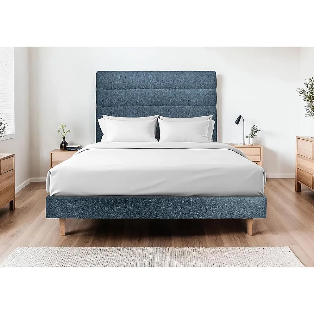 Sommeil De Plomb Lit avec tête de lit lignes bouclette et sommier tapissier - Lit en bois massif* Lit Simple
