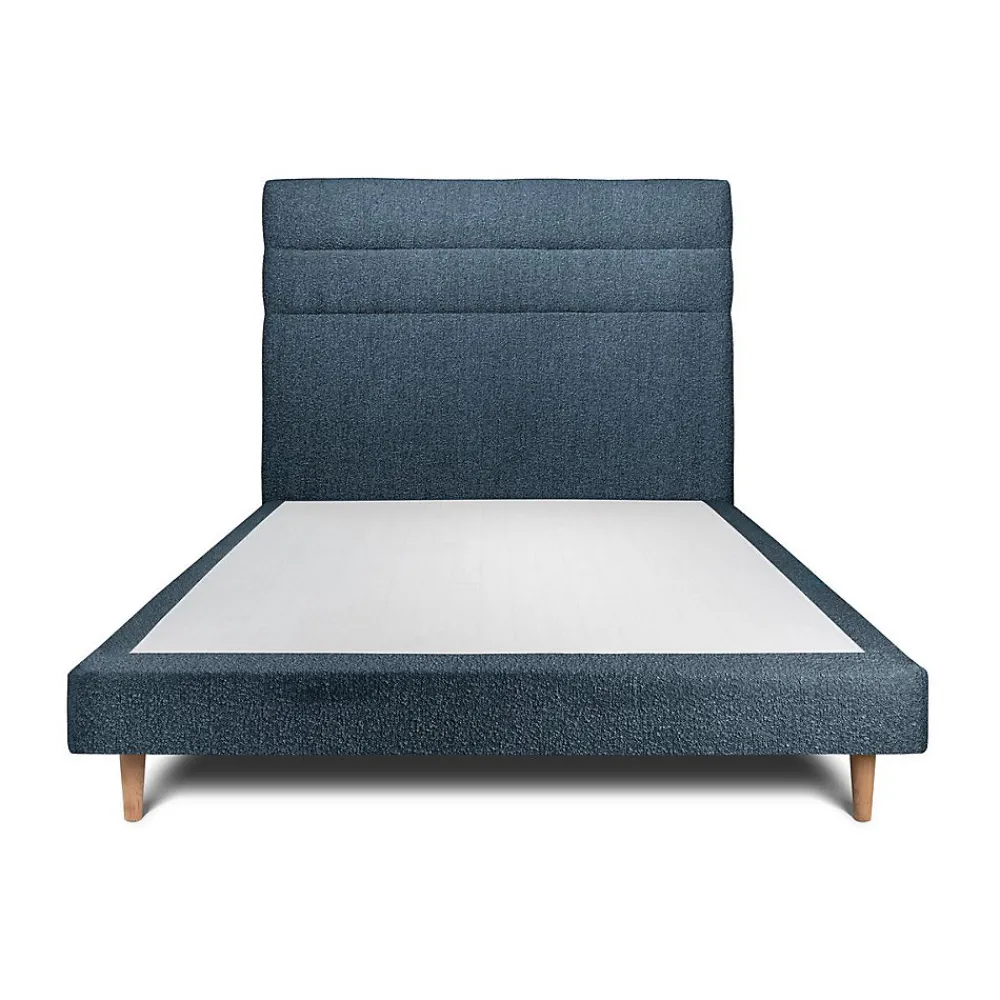 Sommeil De Plomb Lit avec tête de lit lignes bouclette et sommier tapissier - Lit en bois massif* Lit Simple