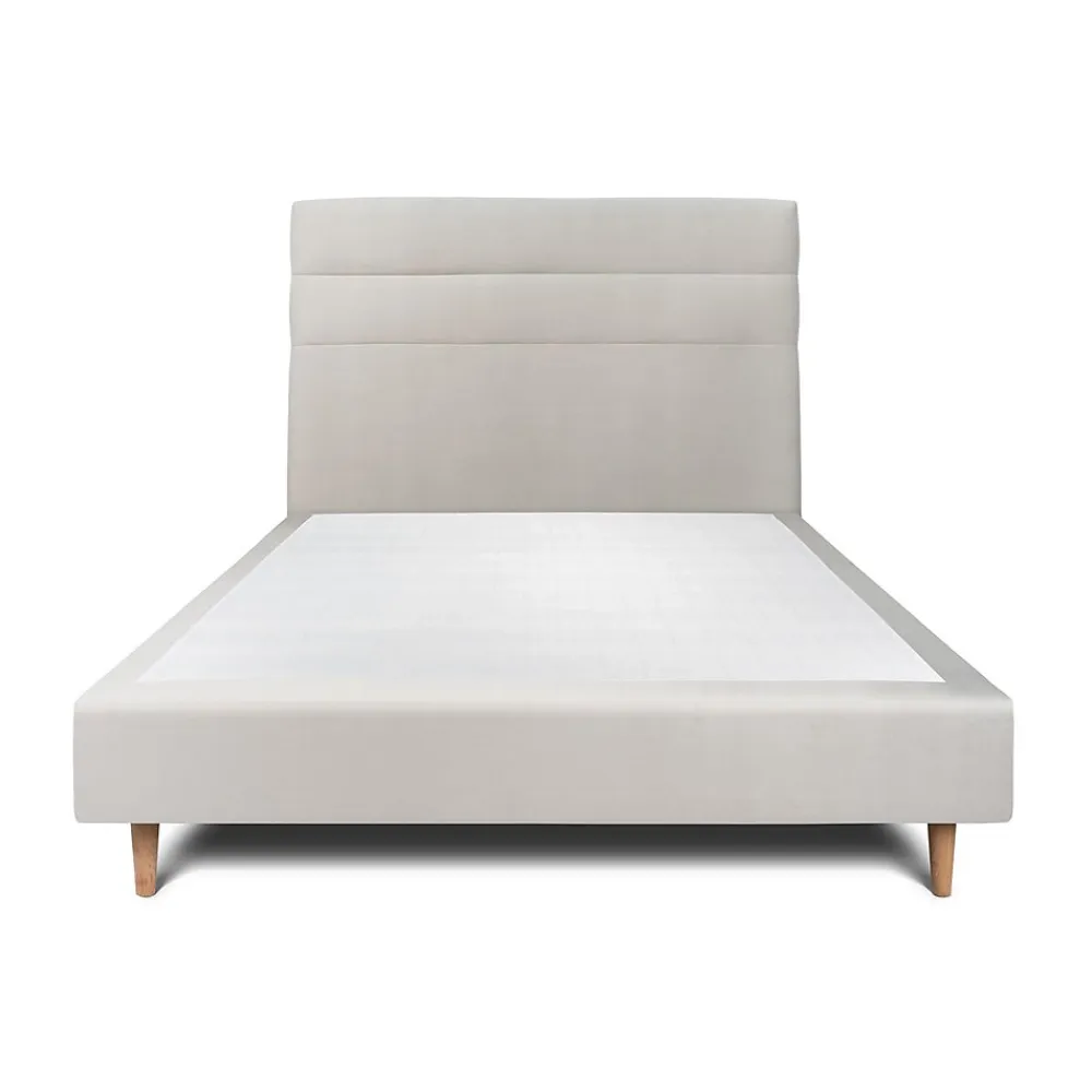 Sommeil De Plomb Lit avec tête de lit lignes velours et sommier tapissier - Lit en bois massif* Lit Simple