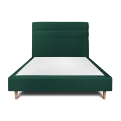 Lit avec tête de lit lignes velours et sommier tapissier - Lit en bois massif>Sommeil De Plomb Sale