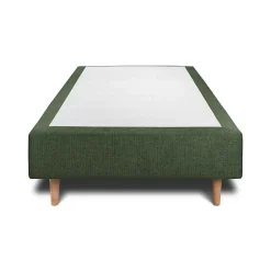 Lit avec tête de lit lignes tissu et sommier tapissier - Lit en bois massif><noscript><img width=