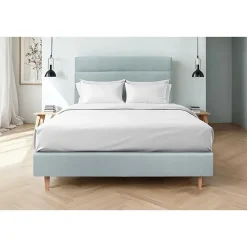 Sommeil De Plomb Lit avec tête de lit lignes velours et sommier tapissier - Lit en bois massif* Lit Double