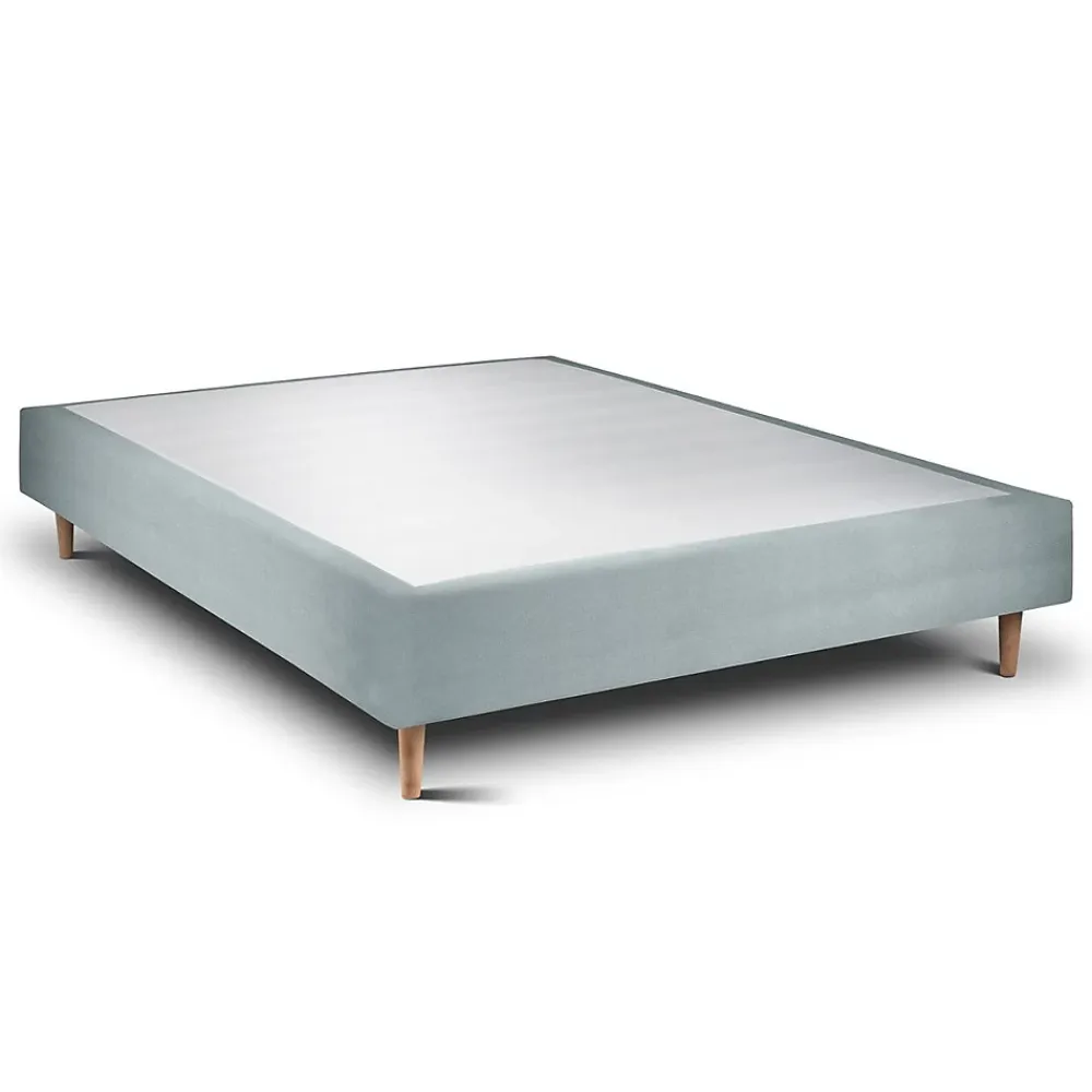 Sommeil De Plomb Lit avec tête de lit lignes velours et sommier tapissier - Lit en bois massif* Lit Double
