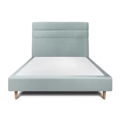 Sommeil De Plomb Lit avec tête de lit lignes velours et sommier tapissier - Lit en bois massif* Lit Double
