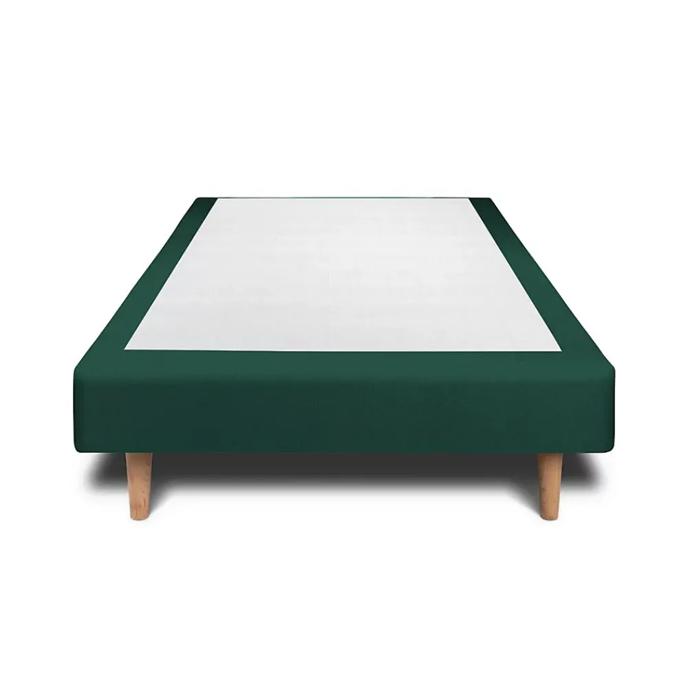 Sommeil De Plomb Lit avec tête de lit lignes velours et sommier tapissier - Lit en bois massif* Lit Simple